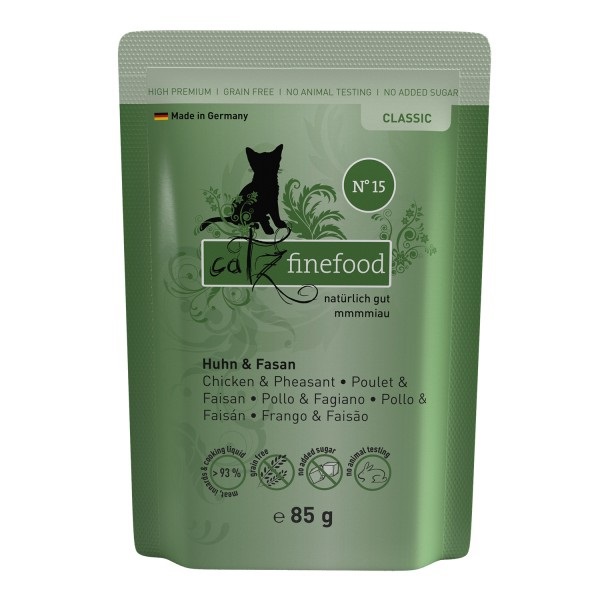 Catz Finefood Cibo Umido per Gatti - Pollo & Fagiano con Quinoa e Crescione, 85 g (16 x 85 g o 8 x 85 g)