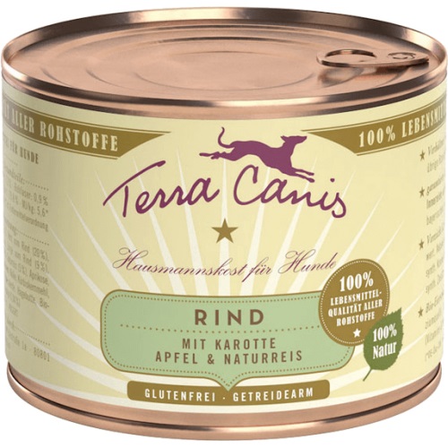 Terra Canis Cibo Umido per Cani Adulto Manzo con Carote, Mela e Riso Integrale - 200 g