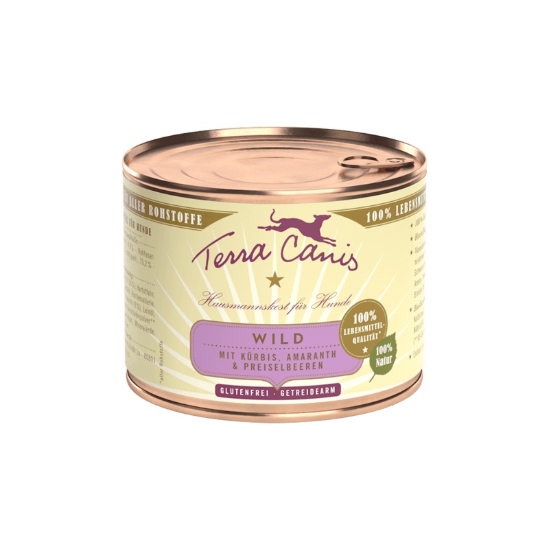 Terra Canis Classic Selvaggina con Zucca, Amaranto e Mirtillo Rosso - Alimento Umido per Cani Adulto 200 g