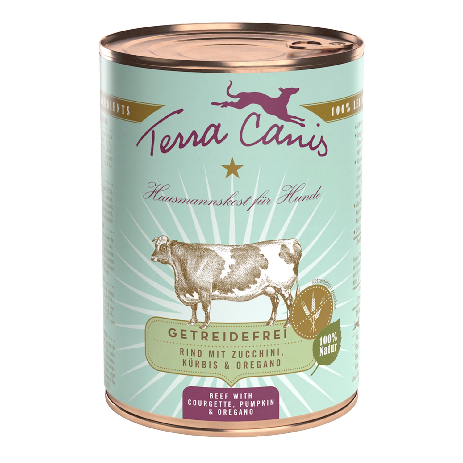 Terra Canis Grain Free Cibo Umido per Cani Adulto Manzo con Zucchine, Zucca e Origano - 400 g