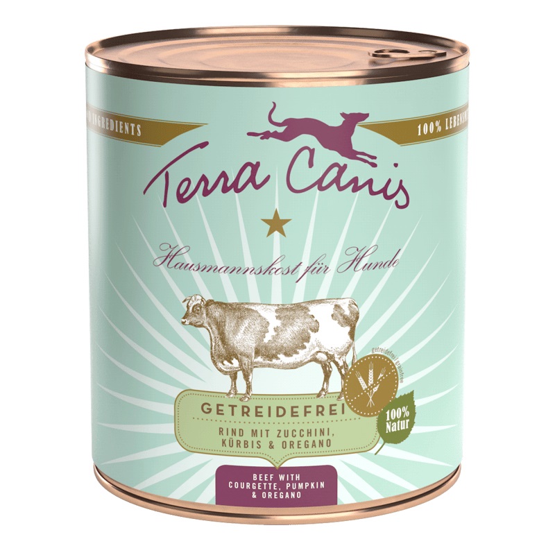 Terra Canis Cibo Umido Grain Free per Cani Adulto - Manzo con Zucchine, Zucca e Origano - 800 g