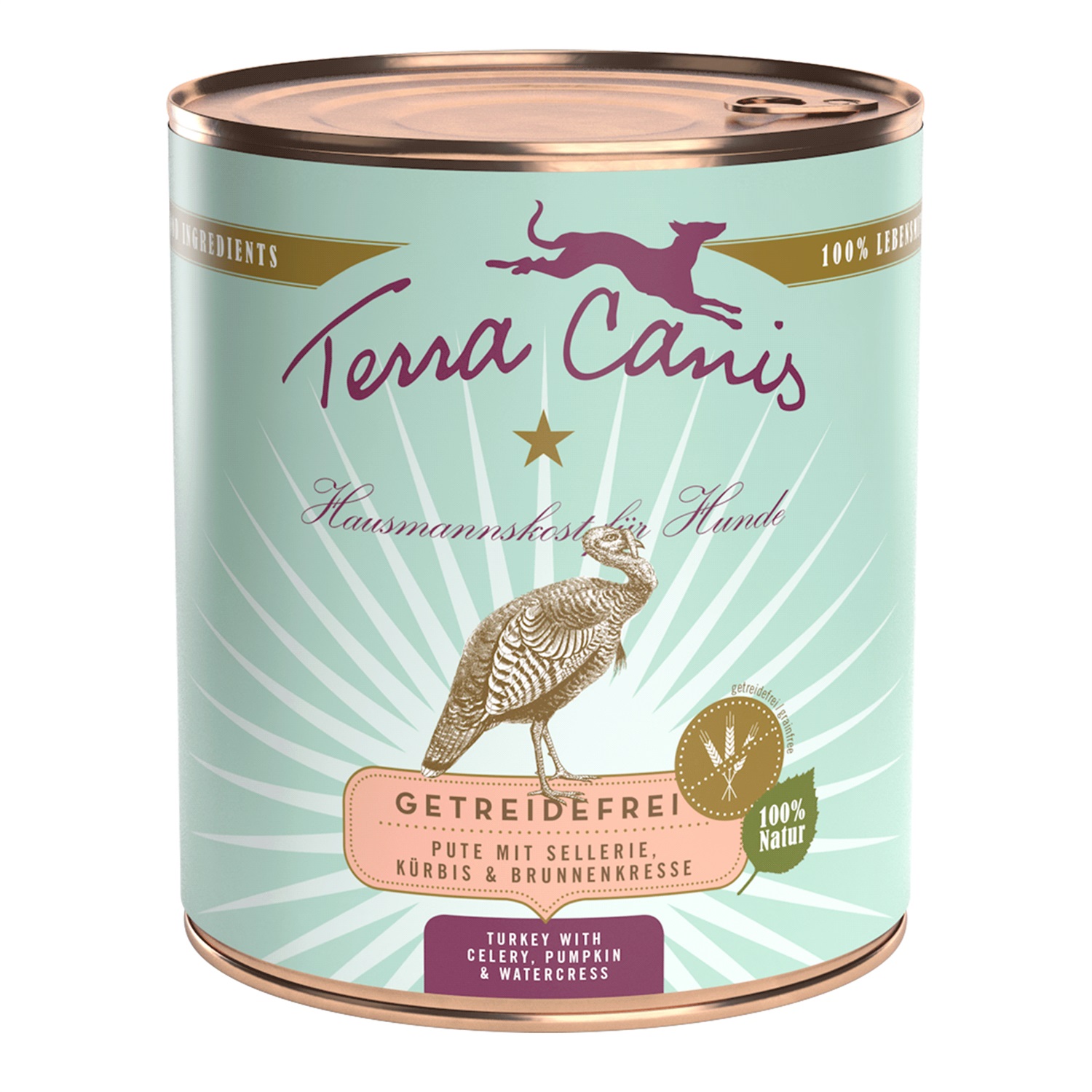 Terra Canis Grain Free Cibo Umido per Cani al Tacchino con Sedano, Zucca e Crescione - 800 g