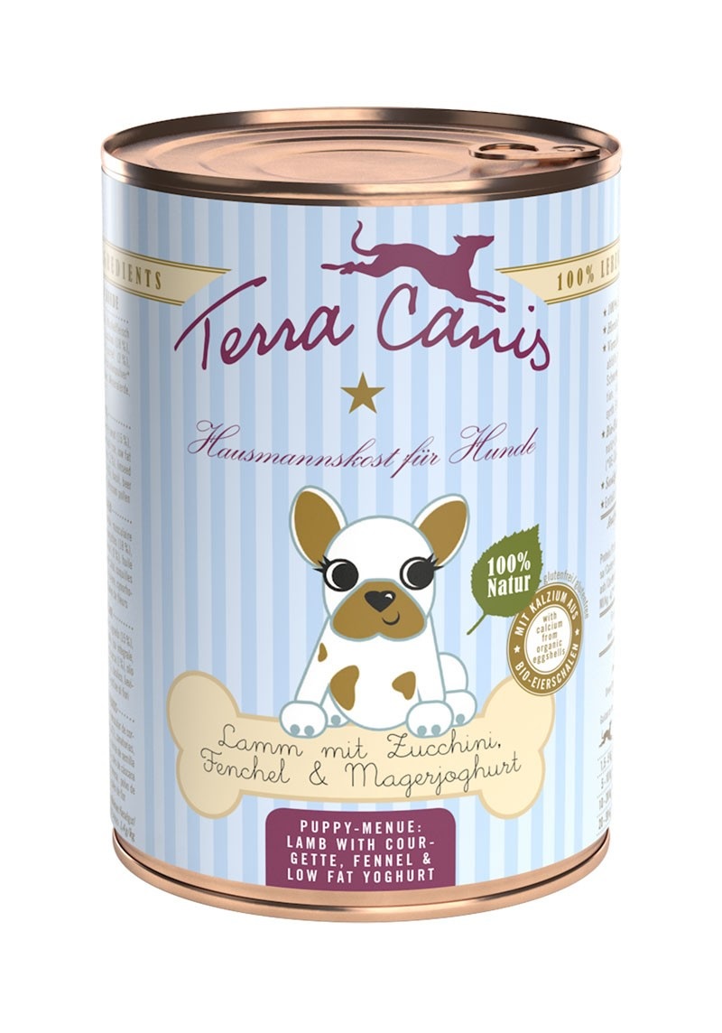 Terra Canis Puppy Agnello con Zucchine, Finocchio e Yogurt Magro - Alimento Umido Completo per Cuccioli - 400 g