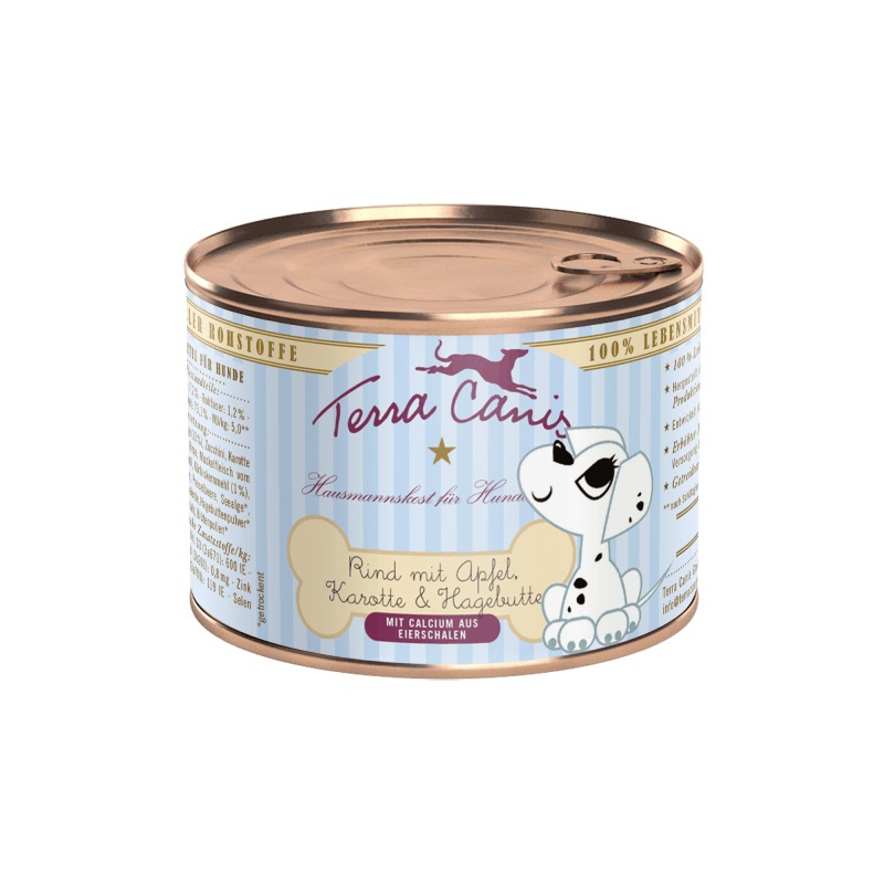 Terra Canis Puppy Cibo Umido Manzo con Mela, Carote e Rosa Canina - 200 g