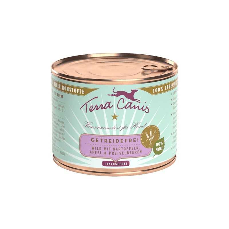 Terra Canis Selvaggina con Patate, Mela e Mirtilli Rossi - Alimento Umido Grain Free per Cani Adulti - 200 g