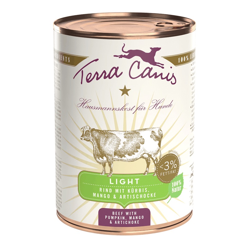Terra Canis Light Manzo con Zucca, Mango e Carciofo - Cibo Umido Dietetico per Cani - 400 gr