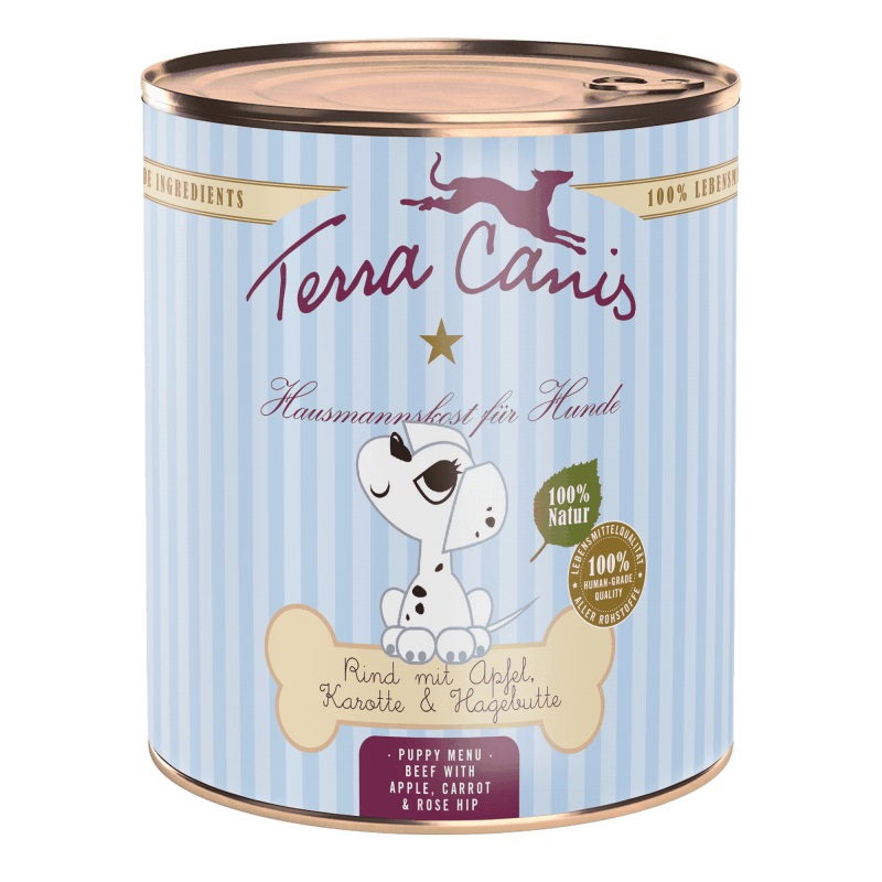 Terra Canis Puppy Cibo Umido per Cani - Manzo con Mela, Carota e Rosa Canina - 800 g