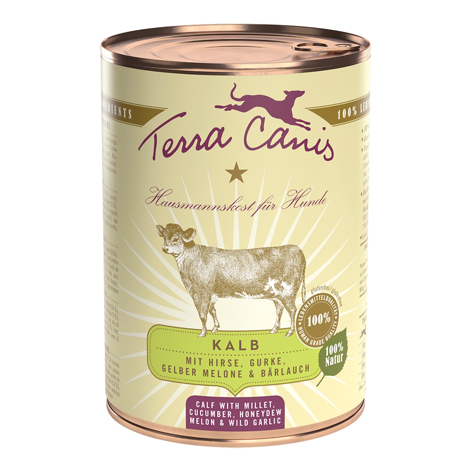 Terra Canis Classic Cibo Umido per Cani - Vitello con Miglio, Cetriolo, Melone Giallo e Aglio Orsino - 400 g