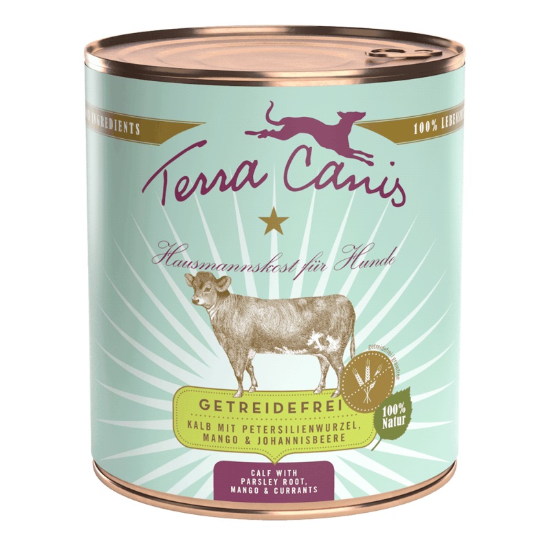 Terra Canis GRAIN-FREE Alimento Umido per Cani al Vitello con Radice di Prezzemolo, Mango e Ribes - 800 gr