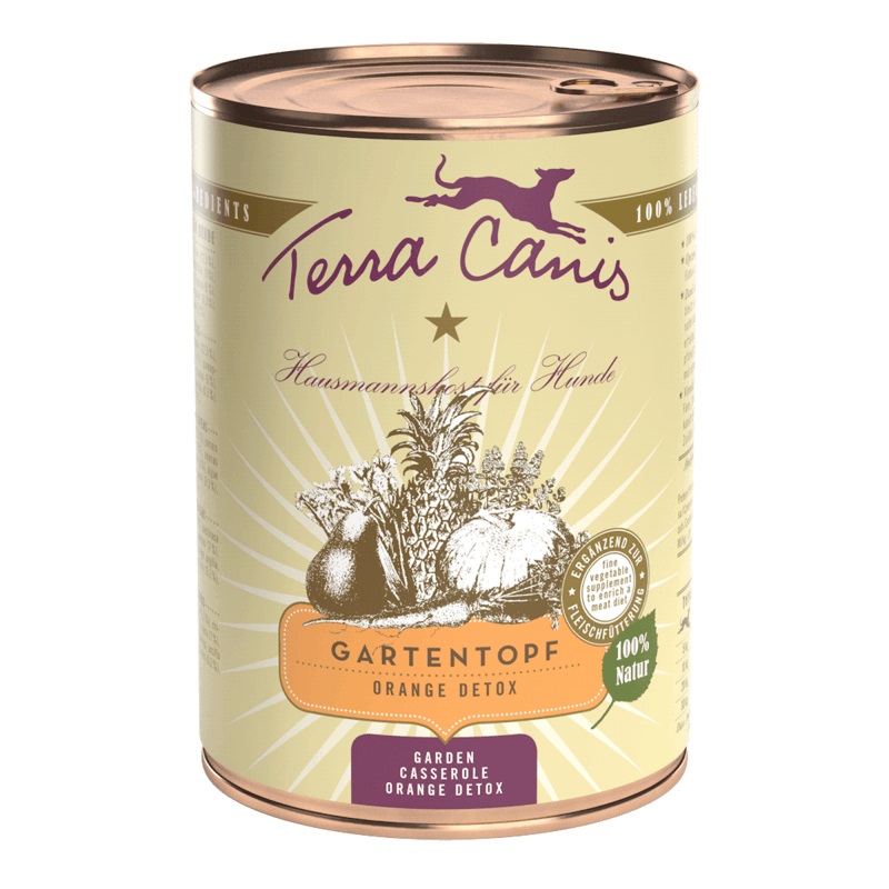 Terra Canis Giardiniera Orange Detox - Cibo Umido Vegetariano per Cani 400 gr con Verdure e Frutta Fresca