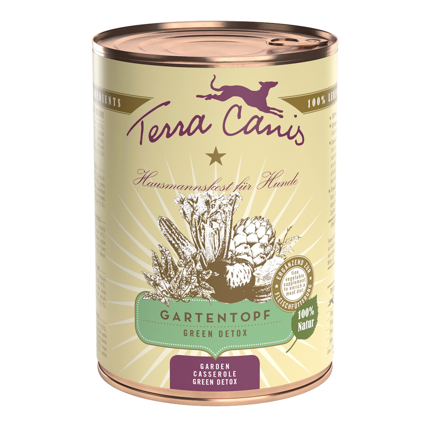 Terra Canis Giardiniera Green Detox Cibo Umido Vegetale per Cani Adulti 400 g - Ricco di Verdure e Frutta Fresca