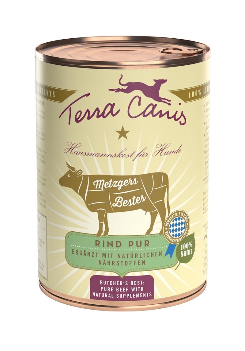 Terra Canis Manzo Puro Cibo Umido per Cani 400 g - 97% Carne Fresca, Monoproteico, Grain Free