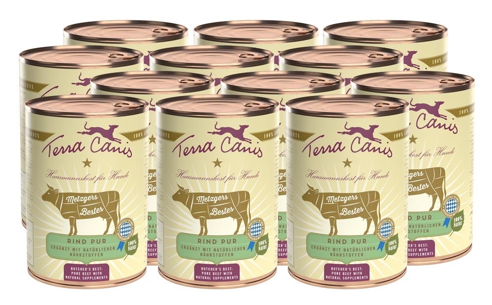 Terra Canis Manzo Puro Cibo Umido per Cani 400 g - 97% Carne Fresca, Monoproteico, Grain Free