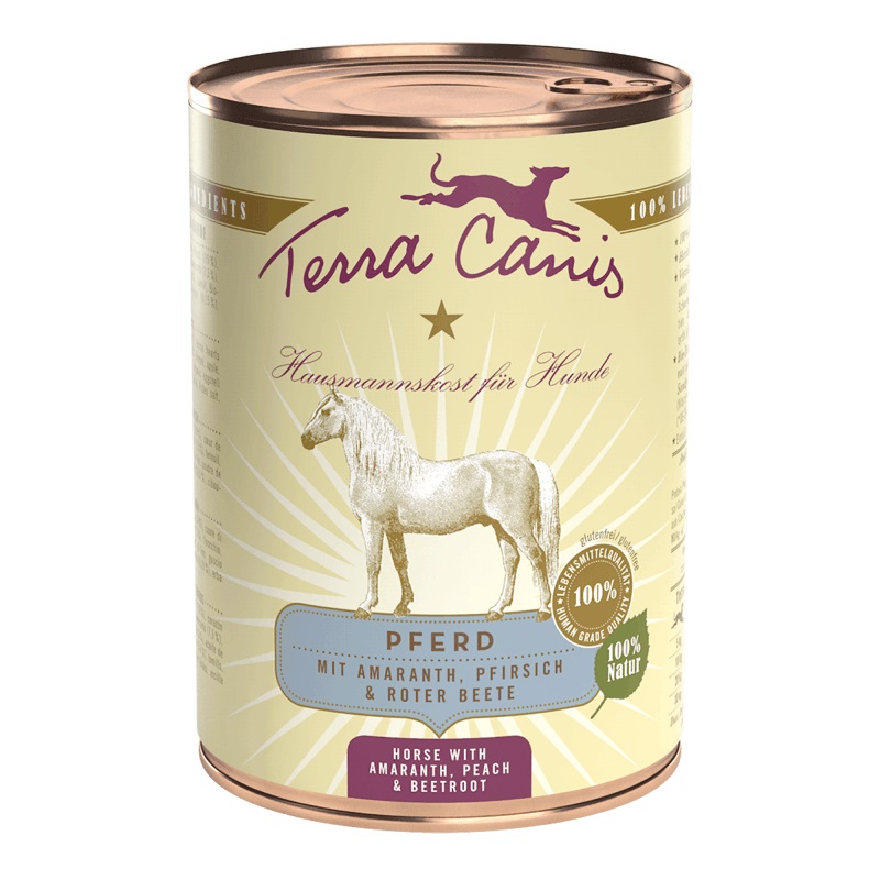 Terra Canis Classic Cibo Umido per Cani al Cavallo con Amaranto, Pesca e Barbabietola - 400 g