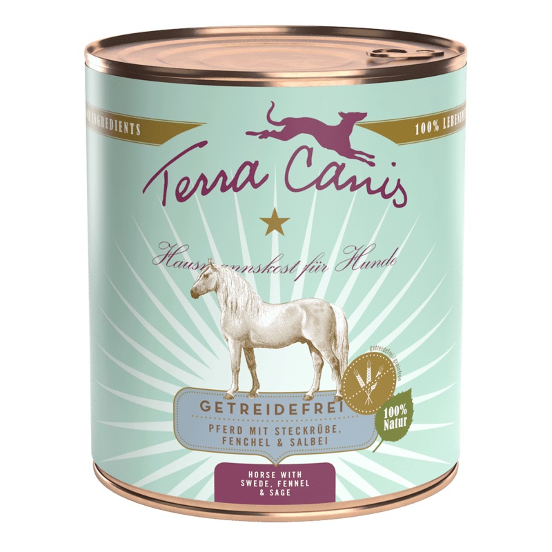 Terra Canis Cibo Umido per Cani Grain Free al Cavallo con Rapa Gialla, Finocchio e Salvia - 800 g