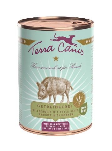 Terra Canis Cibo Umido Grain Free per Cani - Cinghiale con Barbabietola, Castagna Dolce e Semi di Chia - Lattina da 400 g