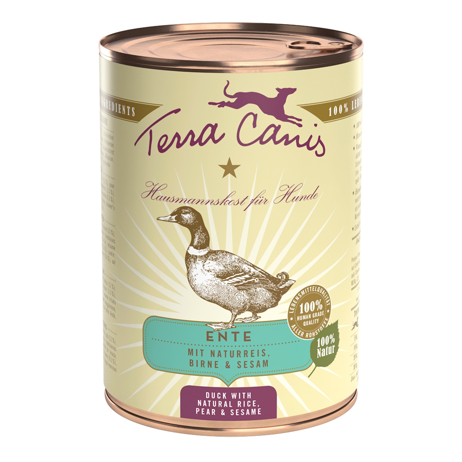 Terra Canis Classic Cibo Umido per Cani - Anatra con Riso Integrale, Barbabietola Rossa, Pera e Sesamo - 400 g