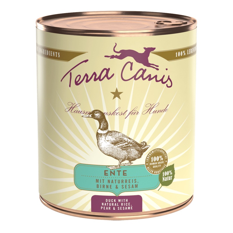 Terra Canis Cibo Umido per Cani Adulto - Anatra con Riso Integrale, Barbabietola Rossa, Pera e Sesamo - 800 g