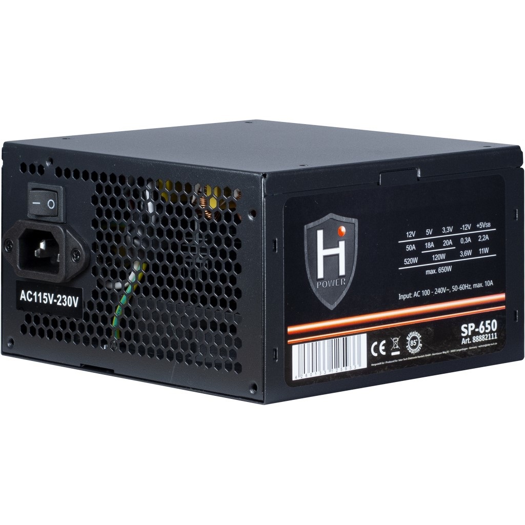 Inter-Tech HIPOWER SP-650 Alimentatore 650W con Connettore 20 4 pin ATX, Tensione 100-240V
