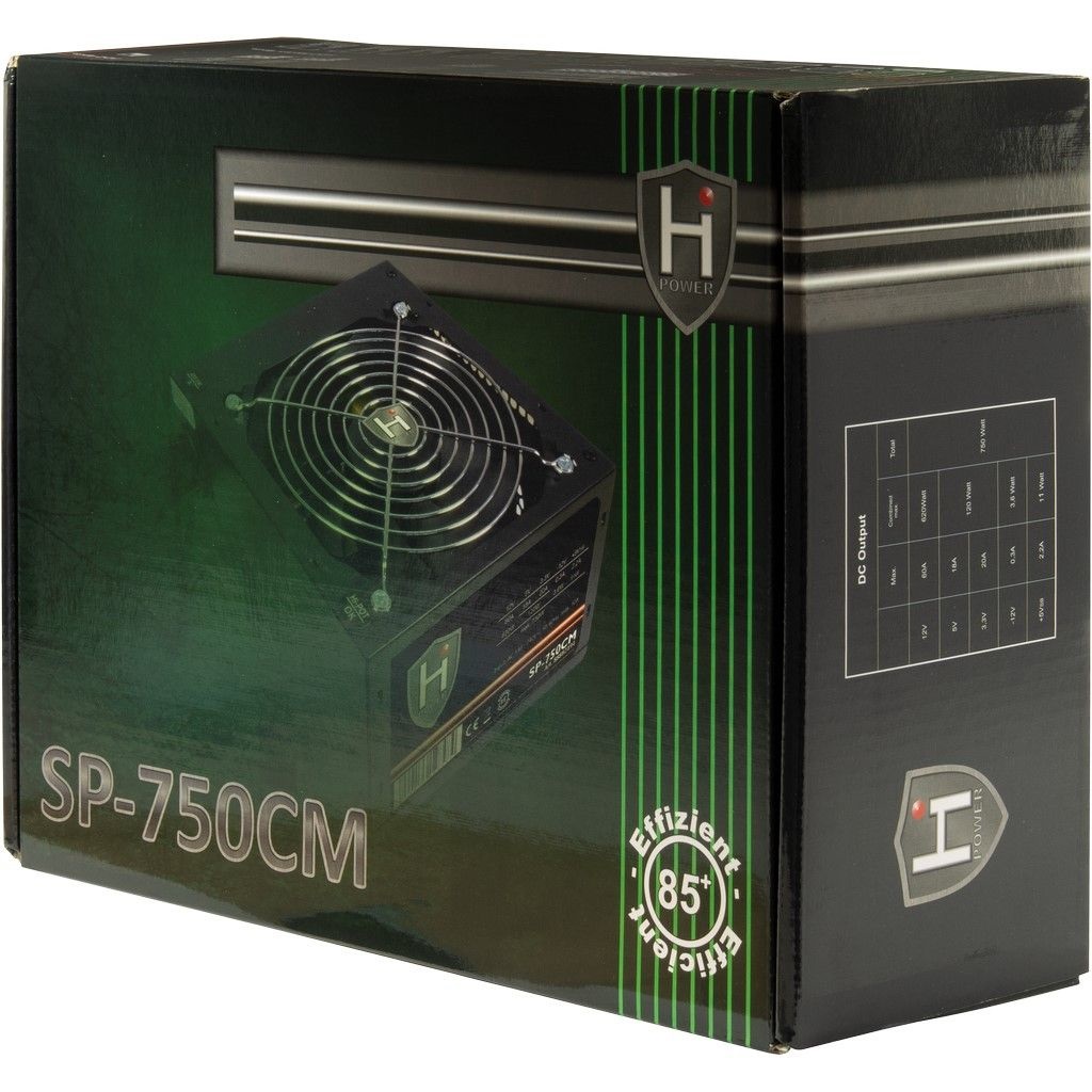 Inter-Tech HiPower SP-750CM Alimentatore Semi Modulare 750 W 20 4 pin ATX Nero con Ventilatore da 140mm