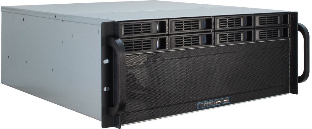 Inter-Tech 4U-4408 Case PC Server in Acciaio Nero e Argento con Supporto per 8 HDD Hot-Swap