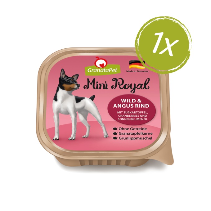 GranataPet Mini Royal Cibo Umido per Cani - Pacco Misto 150 g (Vitello, Agnello, Pollo, Salmone, Selvaggina, Anatra) - Senza Grani e Zuccheri Aggiunti