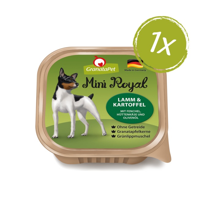 GranataPet Mini Royal Cibo Umido per Cani - Pacco Misto 150 g (Vitello, Agnello, Pollo, Salmone, Selvaggina, Anatra) - Senza Grani e Zuccheri Aggiunti