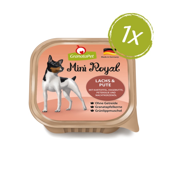 GranataPet Mini Royal Cibo Umido per Cani - Pacco Misto 150 g (Vitello, Agnello, Pollo, Salmone, Selvaggina, Anatra) - Senza Grani e Zuccheri Aggiunti