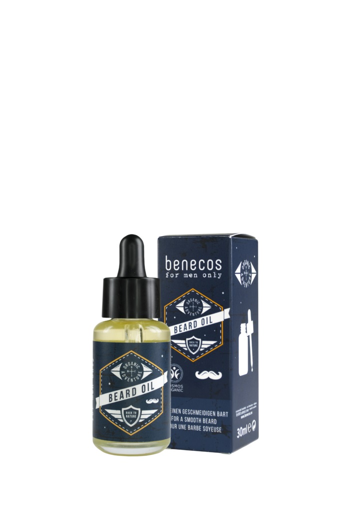 Benecos Olio da Barba 30 ml - Idratante e Setificante con Olio di Argan, Mandorle e Semi di Girasole, Vegano