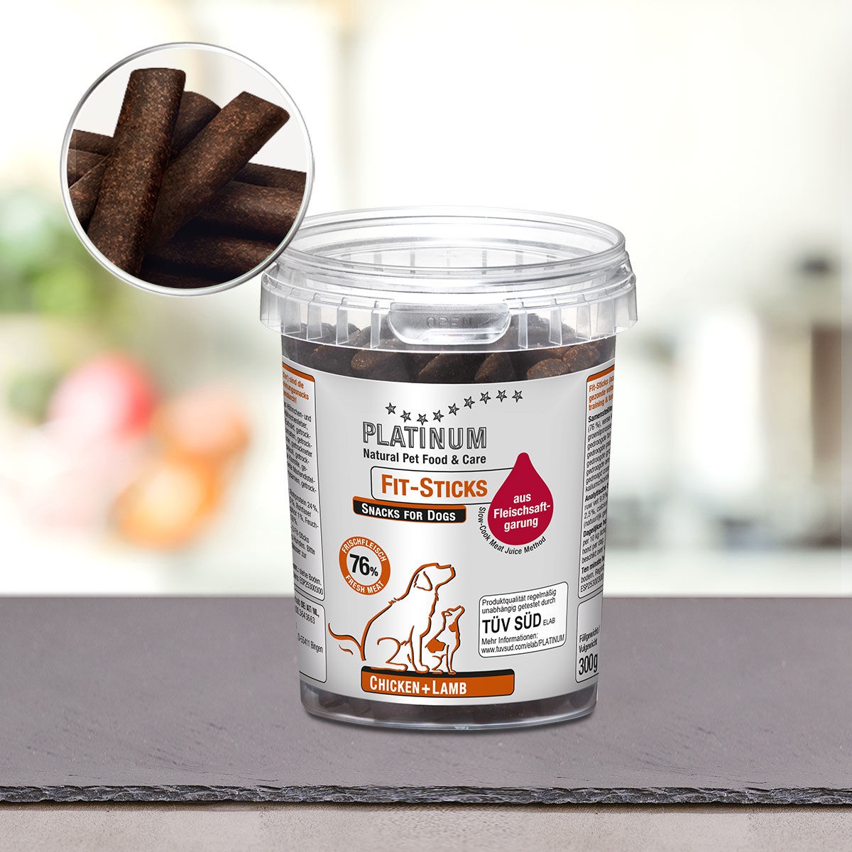 Platinum Fit-Sticks Snack per Cani - Pollo e Agnello 300 g, Snack Salutare e Basso Contenuto di Grassi per Tutte le Età e Razze