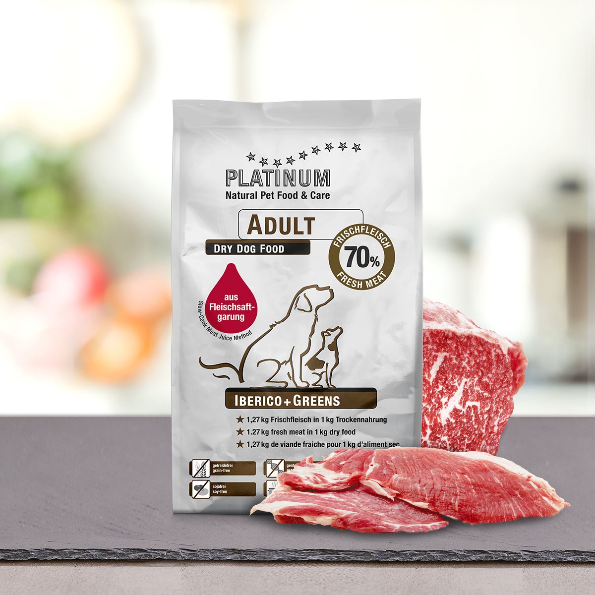 Platinum Adult Iberico Greens 1,5 kg - Crocchette Grain Free Semi-Umide per Cani Adulti