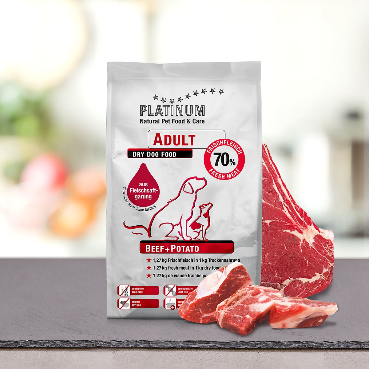 Platinum Adult Beef & Potato 1,5 kg - Cibo Secco Completo per Cani Adulti con Manzo Fresco e Patate