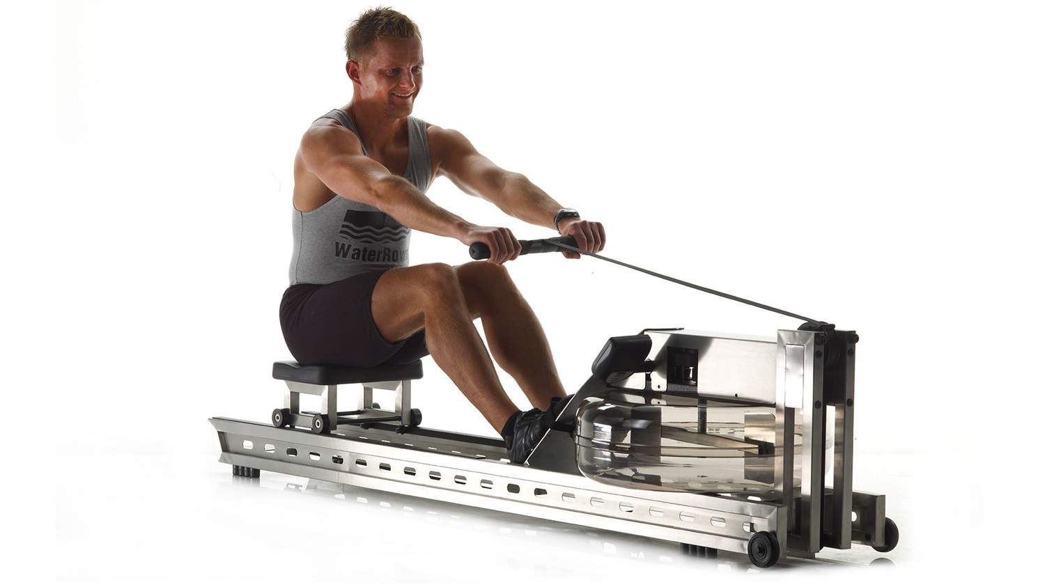 WaterRower S1 Vogatore ad Acqua in Acciaio Inossidabile - Serbatoio 18L, Monitor S4 con USB, Dimensioni 210x56x53 cm