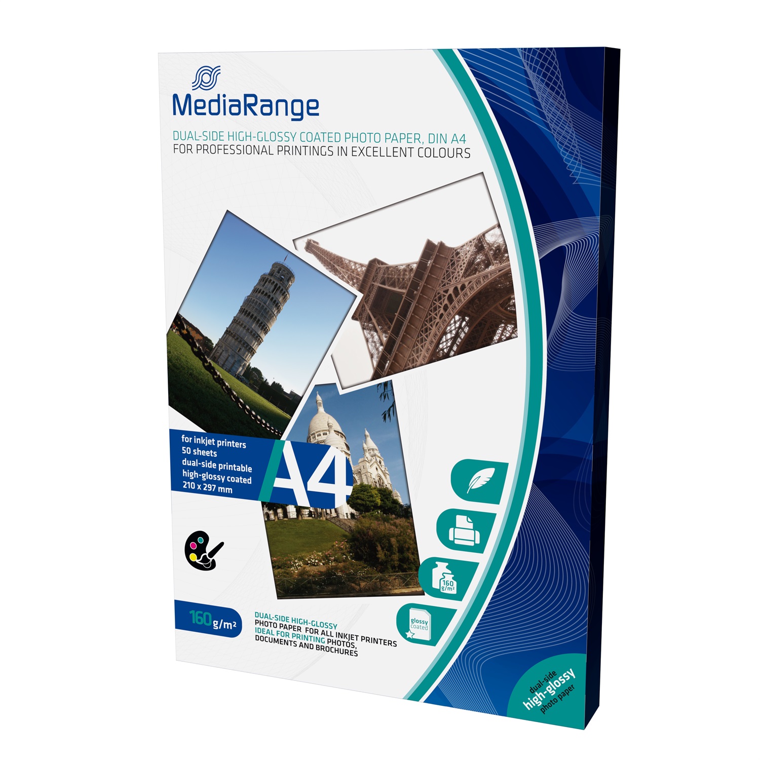 MediaRange MRINK108 Carta Fotografica A4 Premium Glossy Lucida Doppio Lato 160g - 50 Fogli