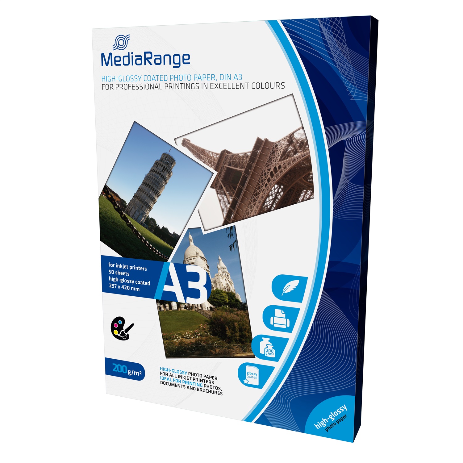 MediaRange MRINK109 Carta Fotografica A3 Premium Glossy 200g - 50 Fogli Inkjet