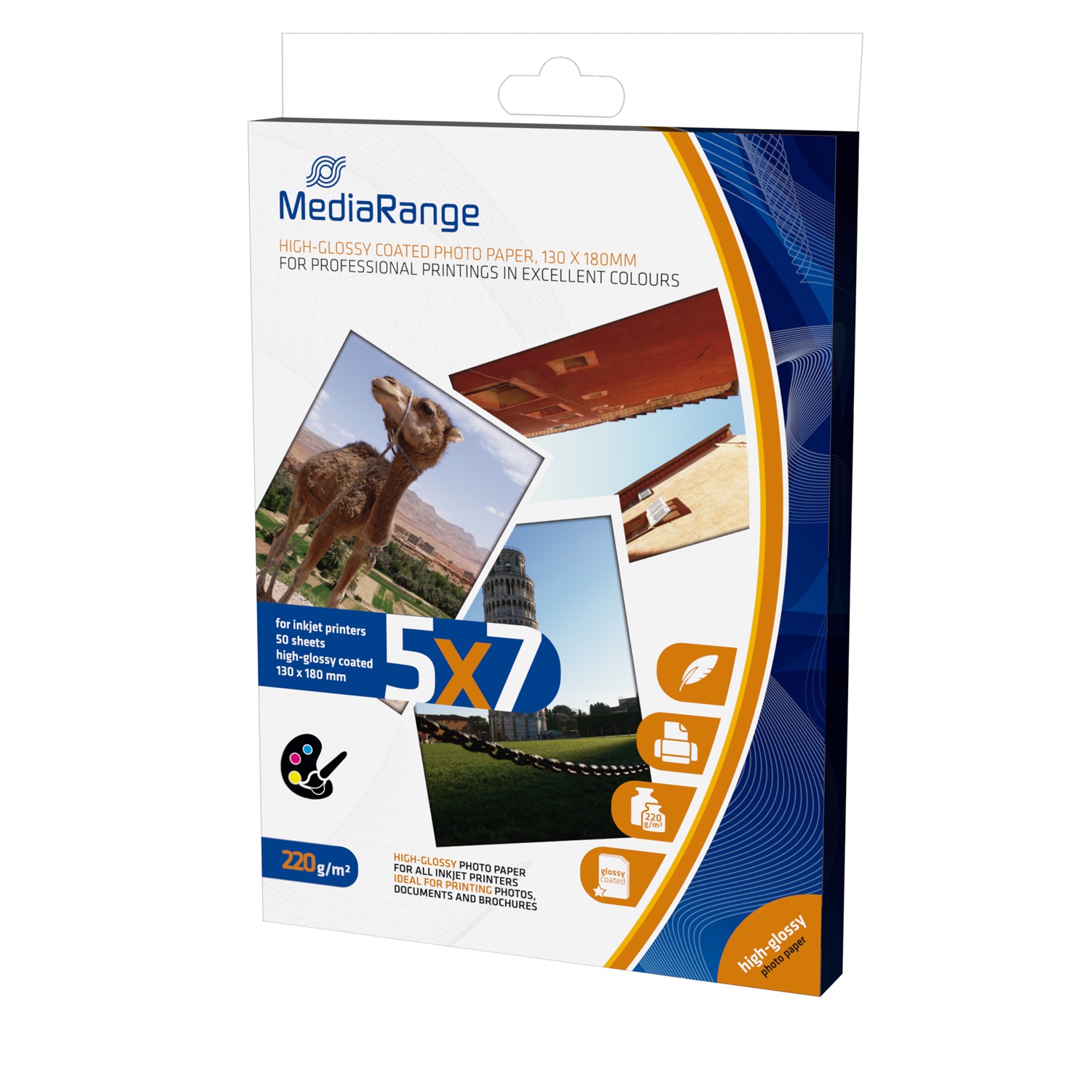 MediaRange MRINK114 Carta Fotografica 13x18 mm Premium Glossy Lucida 220 g/m² Inkjet - Confezione da 50 Fogli