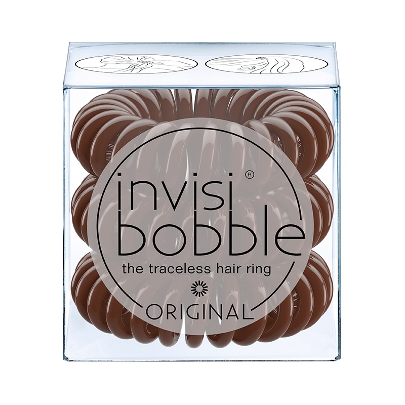 INVISIBOBBLE Original Elastico per Capelli Marrone Pretzel Brown - 3 Pezzi, Ipoallergenico, Senza Tracce e Forte Presa