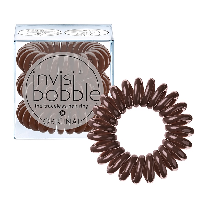 INVISIBOBBLE Original Elastico per Capelli Marrone Pretzel Brown - 3 Pezzi, Ipoallergenico, Senza Tracce e Forte Presa