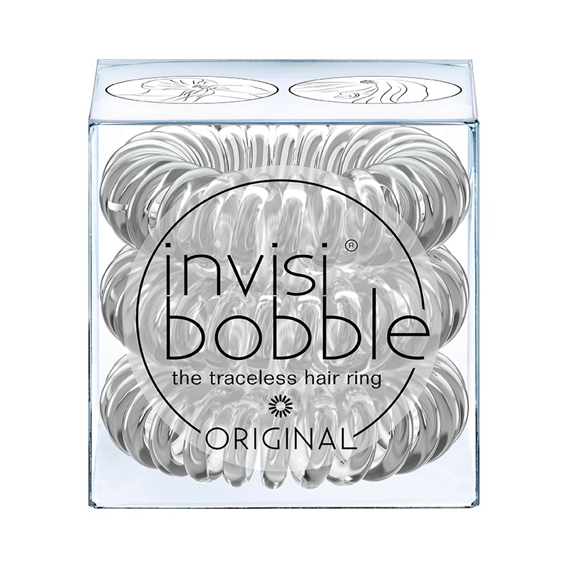 Invisibobble Original Crystal Clear - Elastico per Capelli a Spirale, 3 Pezzi, Ipoallergenico e Idrorepellente