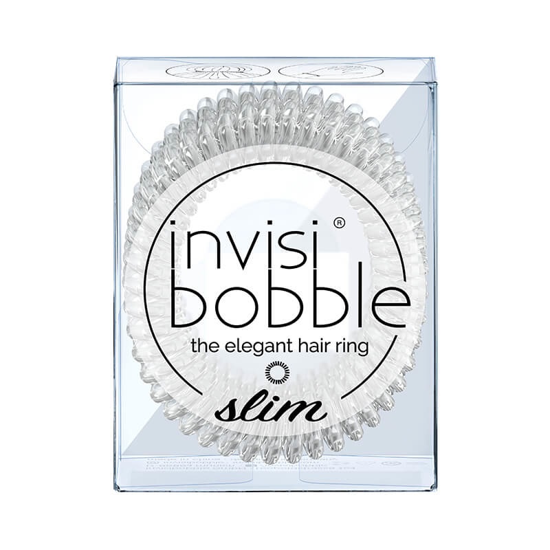 INVISIBOBBLE Slim Crystal Clear - Elastico per capelli a spirale, 3 pz, anallergico e antibatterico