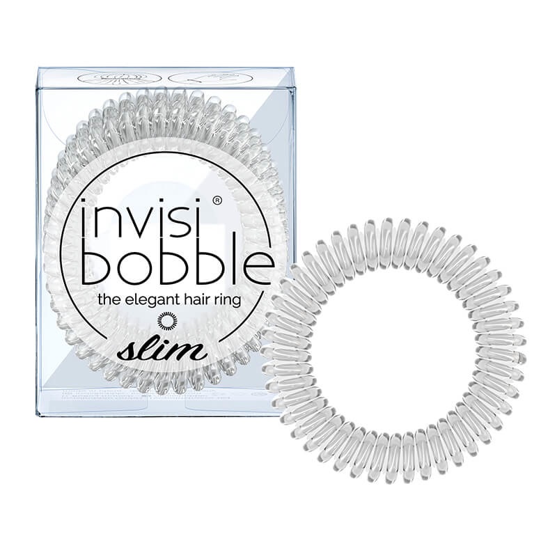 INVISIBOBBLE Slim Crystal Clear - Elastico per capelli a spirale, 3 pz, anallergico e antibatterico