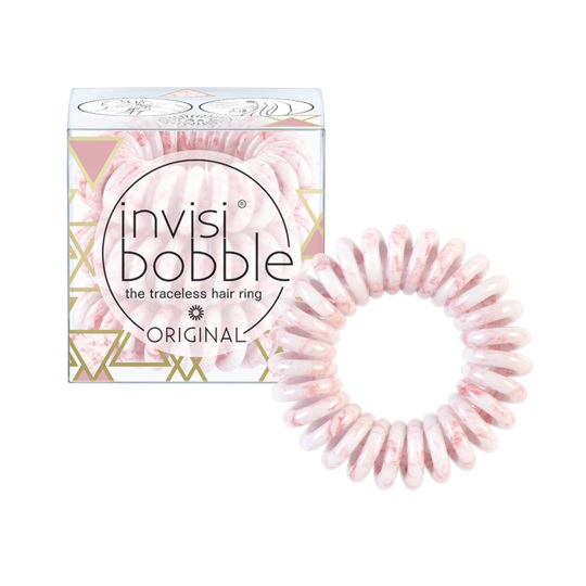 INVISIBOBBLE Marblelous Original Pinkerbell - Elastico a Spirale Rosa Marmorizzato, Set di 3 pz