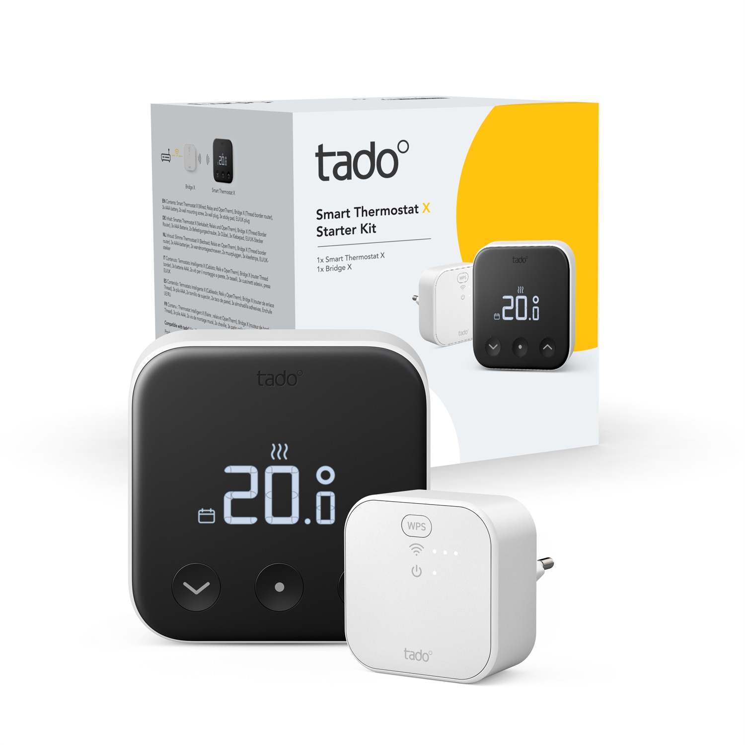 tado° Termostato Intelligente X - Kit di Base, Digitale, Nero e Bianco, Batteria Mini Stilo AAA, Controllo Remoto e Ottimizzazione Energetica