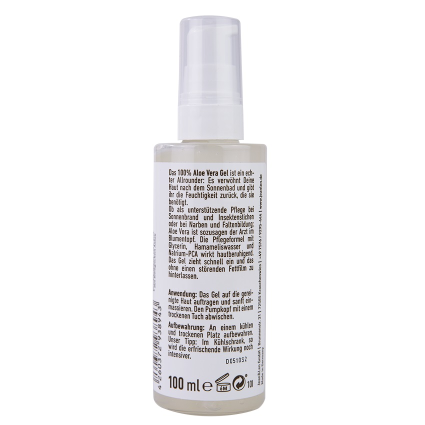 Jean & Len Gel di Aloe Vera 100 ml - Lenisce, Rinfresca e Idrata la Pelle, Vegan e Senza Siliconi