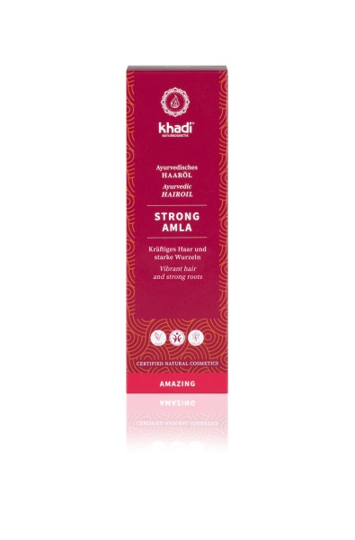Khadi Olio per Capelli Ayurvedico Strong Amla 50 ml - 100% Naturale, Vegano, Senza Siliconi, Rinforza Radici e Dona Lucentezza