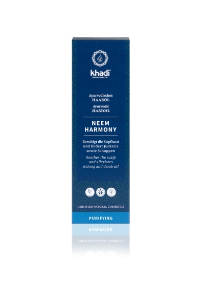 Khadi Olio per Capelli Ayurvedico Neem Harmony - 100% Naturale, Vegano e Senza Siliconi - Attivo contro Forfora e Prurito - 50 ml
