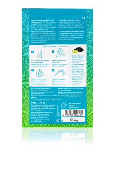 Khadi Maschera Ayurvedica al Carbone Attivo - Detersione Profonda e Purificante per Tutti i Tipi di Capelli - 50 g