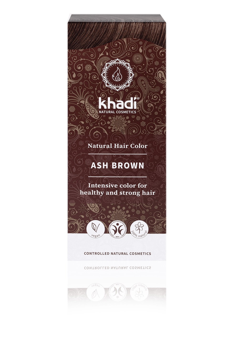 Khadi Tinta Vegetale - Colore per Capelli Castano Cenere Opaco - 100 g, 100% Naturale e Vegano, Copre i Capelli Bianchi