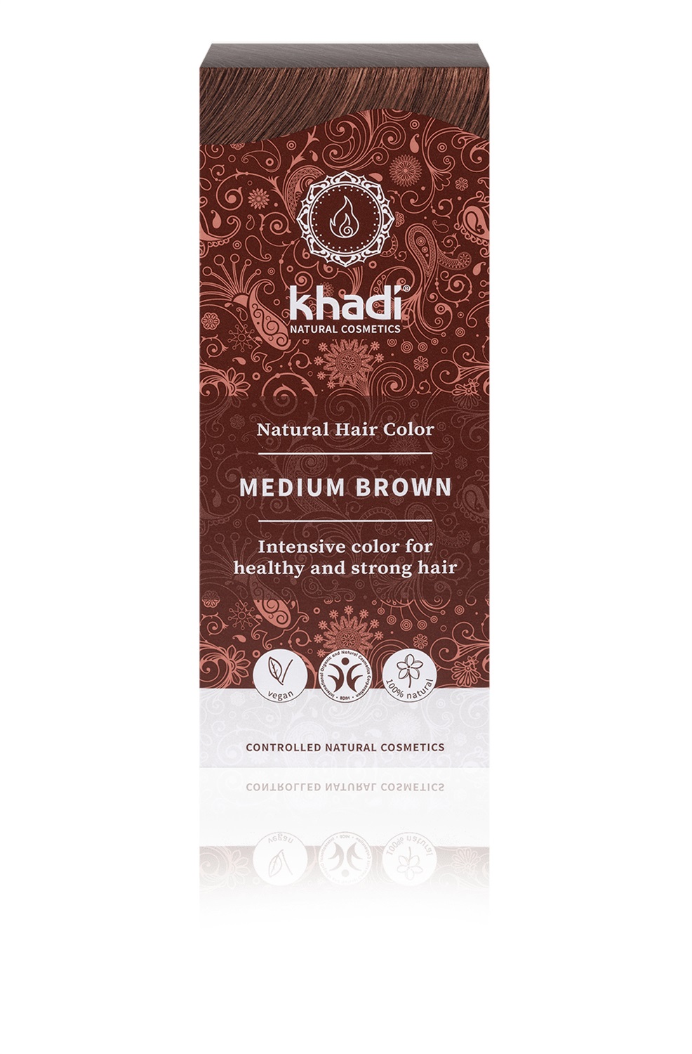 Khadi Tinta Naturale per Capelli - Castano Medio (Castano Cannella Caldo) - 100% Vegetale e Vegano - 100 g
