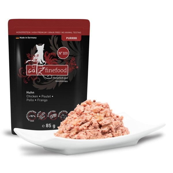 Catz Finefood Purrrr Cibo Umido per Gatti Monoproteico al Pollo 85 g - 70% Carne, Senza Cereali e Zucchero